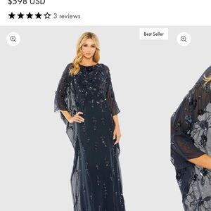 Mac Duggal Navy Embroidered Wedding Dress